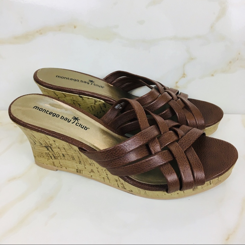 MONTEGO BAY SUMMER SANDALS WEDGES/BROWN/SIZE 7.5